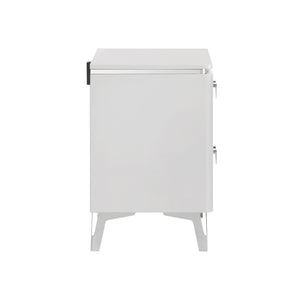 English Elm 2-drawer White Gloss Nightstand with Usb Charging Ports and Geometric Drawer Fronts B016P453628