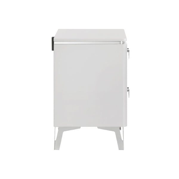 English Elm 2-drawer White Gloss Nightstand with Usb Charging Ports and Geometric Drawer Fronts B016P453628