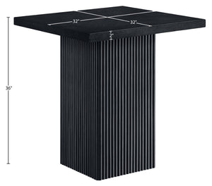 Meridian Furniture Belinda Fluted Solid Wood Base Counter Height Table with Oak Veneer Top Seats Four Black 32" W x 32" D x 36" H 750Black-T