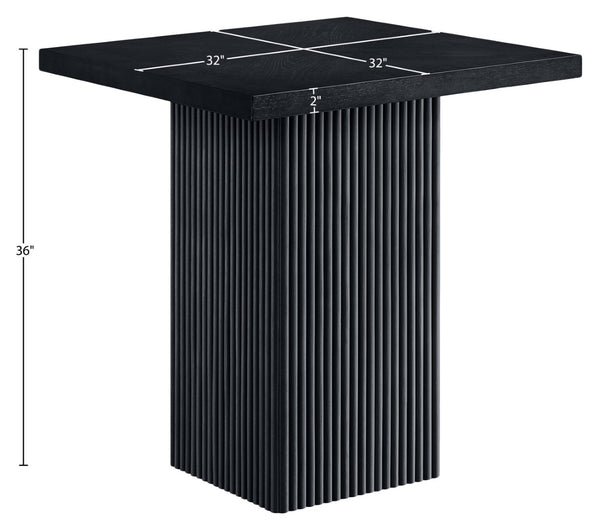 Meridian Furniture Belinda Fluted Solid Wood Base Counter Height Table with Oak Veneer Top Seats Four Black 32" W x 32" D x 36" H 750Black-T