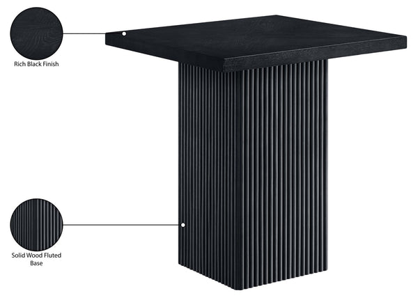 Meridian Furniture Belinda Fluted Solid Wood Base Counter Height Table with Oak Veneer Top Seats Four Black 32" W x 32" D x 36" H 750Black-T