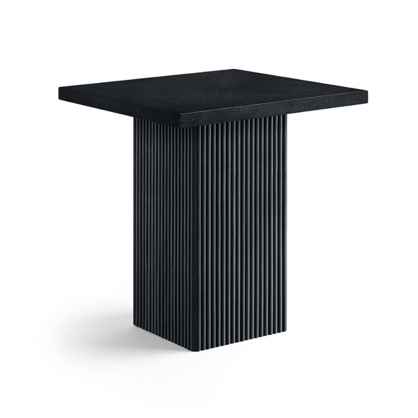 Meridian Furniture Belinda Fluted Solid Wood Base Counter Height Table with Oak Veneer Top Seats Four Black 32" W x 32" D x 36" H 750Black-T