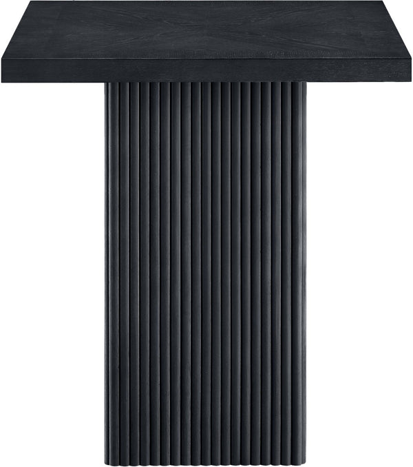 Meridian Furniture Belinda Fluted Solid Wood Base Counter Height Table with Oak Veneer Top Seats Four Black 32" W x 32" D x 36" H 750Black-T