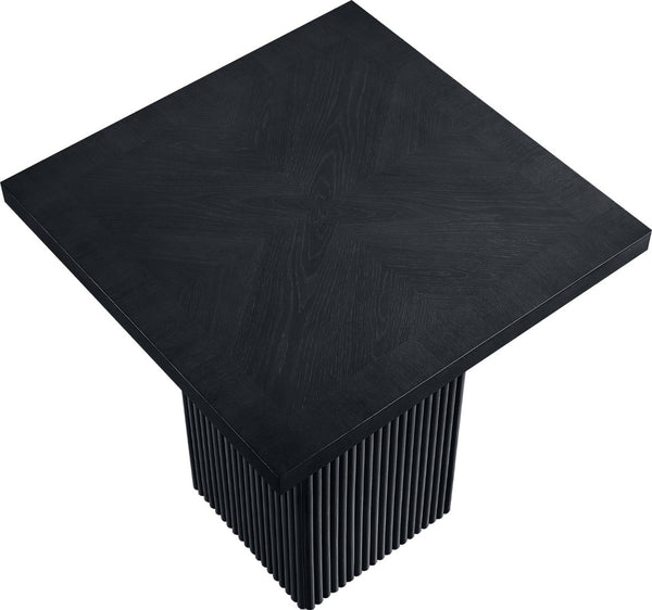 Meridian Furniture Belinda Fluted Solid Wood Base Counter Height Table with Oak Veneer Top Seats Four Black 32" W x 32" D x 36" H 750Black-T