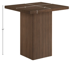 Meridian Furniture Belinda Fluted Solid Wood Base Counter Height Table with Oak Veneer Top Seats Four Brown 32" W x 32" D x 36" H 750Brown-T