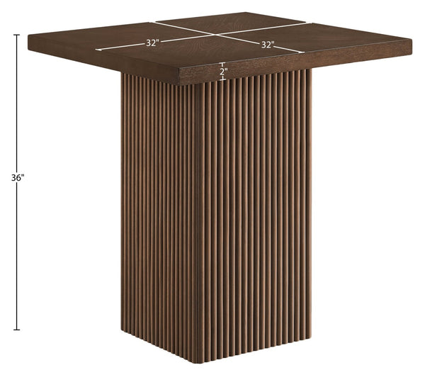 Meridian Furniture Belinda Fluted Solid Wood Base Counter Height Table with Oak Veneer Top Seats Four Brown 32" W x 32" D x 36" H 750Brown-T