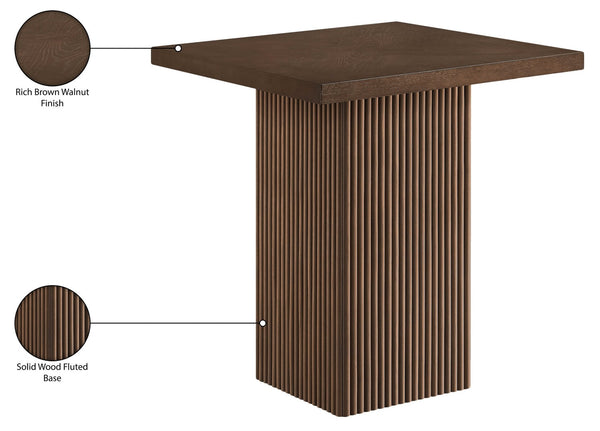 Meridian Furniture Belinda Fluted Solid Wood Base Counter Height Table with Oak Veneer Top Seats Four Brown 32" W x 32" D x 36" H 750Brown-T