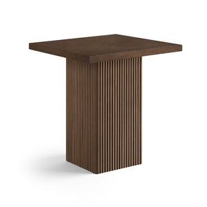 Meridian Furniture Belinda Fluted Solid Wood Base Counter Height Table with Oak Veneer Top Seats Four Brown 32" W x 32" D x 36" H 750Brown-T