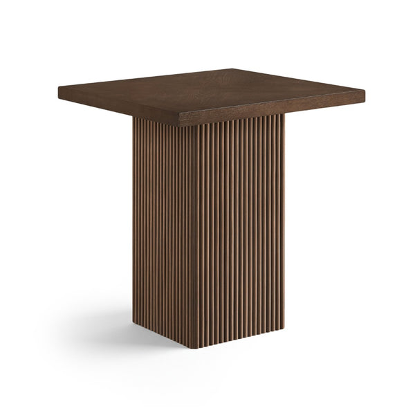 Meridian Furniture Belinda Fluted Solid Wood Base Counter Height Table with Oak Veneer Top Seats Four Brown 32" W x 32" D x 36" H 750Brown-T