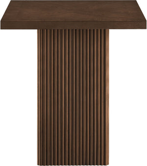 Meridian Furniture Belinda Fluted Solid Wood Base Counter Height Table with Oak Veneer Top Seats Four Brown 32" W x 32" D x 36" H 750Brown-T