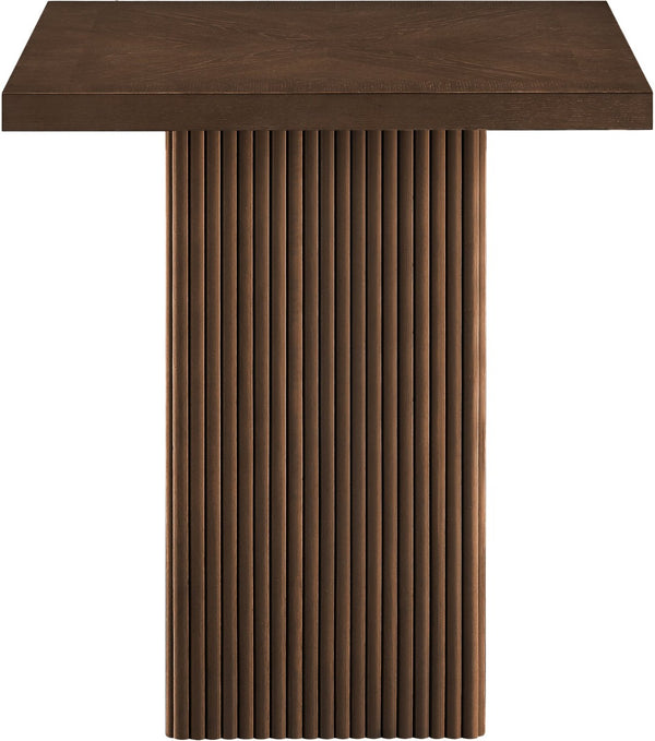 Meridian Furniture Belinda Fluted Solid Wood Base Counter Height Table with Oak Veneer Top Seats Four Brown 32" W x 32" D x 36" H 750Brown-T
