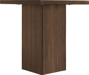 Meridian Furniture Belinda Fluted Solid Wood Base Counter Height Table with Oak Veneer Top Seats Four Brown 32" W x 32" D x 36" H 750Brown-T