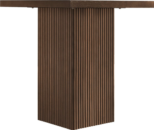Meridian Furniture Belinda Fluted Solid Wood Base Counter Height Table with Oak Veneer Top Seats Four Brown 32" W x 32" D x 36" H 750Brown-T