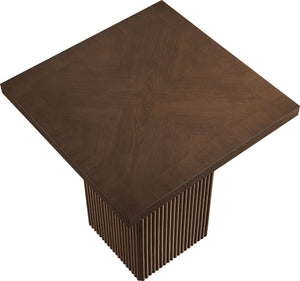 Meridian Furniture Belinda Fluted Solid Wood Base Counter Height Table with Oak Veneer Top Seats Four Brown 32" W x 32" D x 36" H 750Brown-T