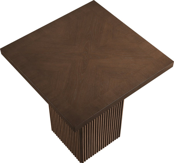 Meridian Furniture Belinda Fluted Solid Wood Base Counter Height Table with Oak Veneer Top Seats Four Brown 32" W x 32" D x 36" H 750Brown-T