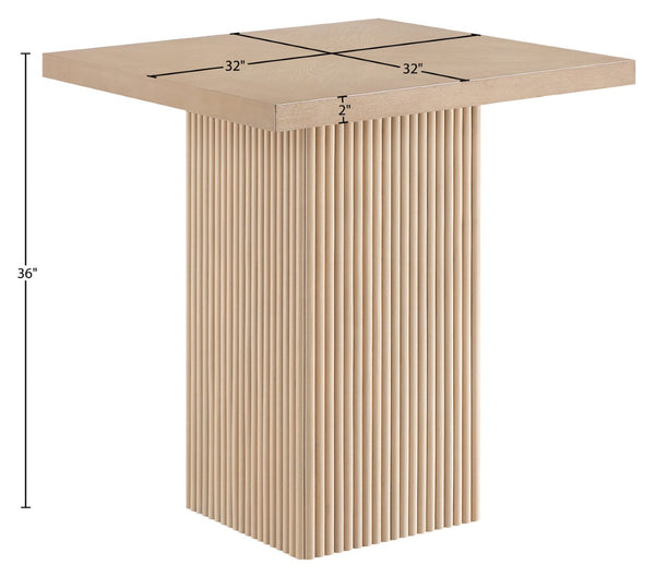 Meridian Furniture Belinda Fluted Solid Wood Base Counter Height Table with Oak Veneer Top Seats Four Natural 32" W x 32" D x 36" H 750Oak-T
