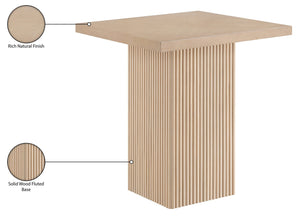 Meridian Furniture Belinda Fluted Solid Wood Base Counter Height Table with Oak Veneer Top Seats Four Natural 32" W x 32" D x 36" H 750Oak-T