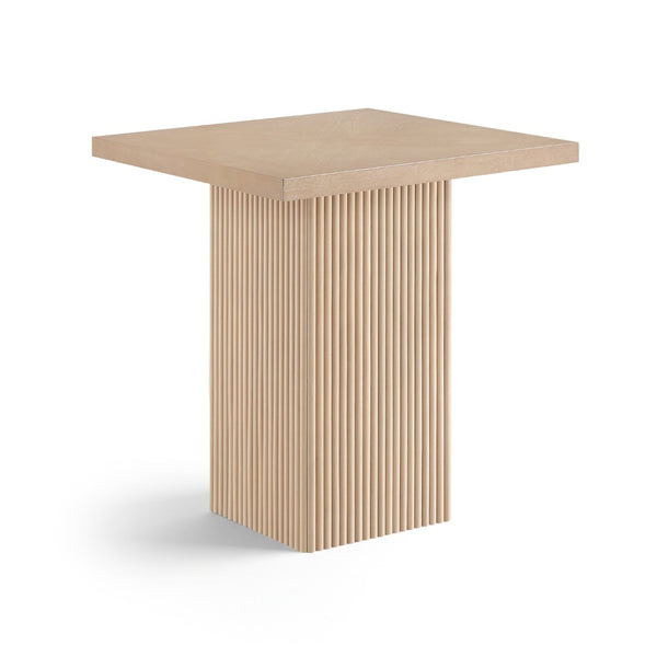 Meridian Furniture Belinda Fluted Solid Wood Base Counter Height Table with Oak Veneer Top Seats Four Natural 32" W x 32" D x 36" H 750Oak-T