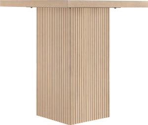 Meridian Furniture Belinda Fluted Solid Wood Base Counter Height Table with Oak Veneer Top Seats Four Natural 32" W x 32" D x 36" H 750Oak-T