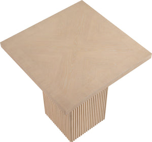 Meridian Furniture Belinda Fluted Solid Wood Base Counter Height Table with Oak Veneer Top Seats Four Natural 32" W x 32" D x 36" H 750Oak-T