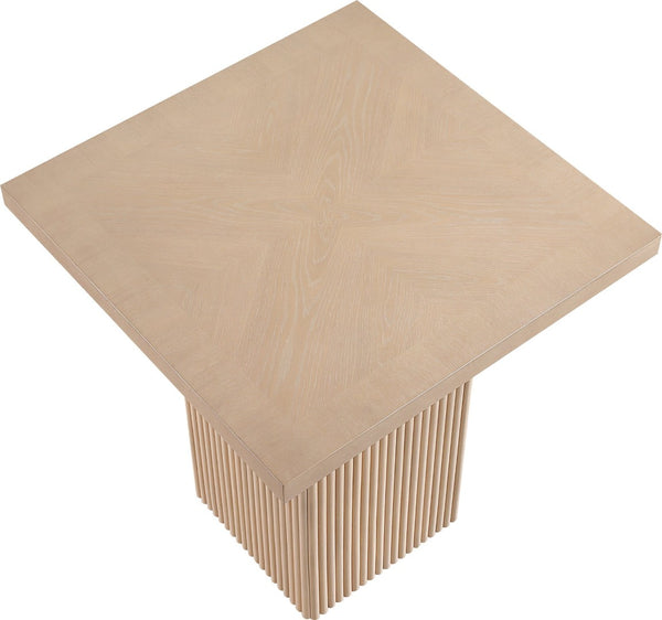 Meridian Furniture Belinda Fluted Solid Wood Base Counter Height Table with Oak Veneer Top Seats Four Natural 32" W x 32" D x 36" H 750Oak-T
