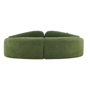 English Elm Curved Four Seat Chenille Sofa with Removable Backrest for Retro Apartment Living Green W3612S00042