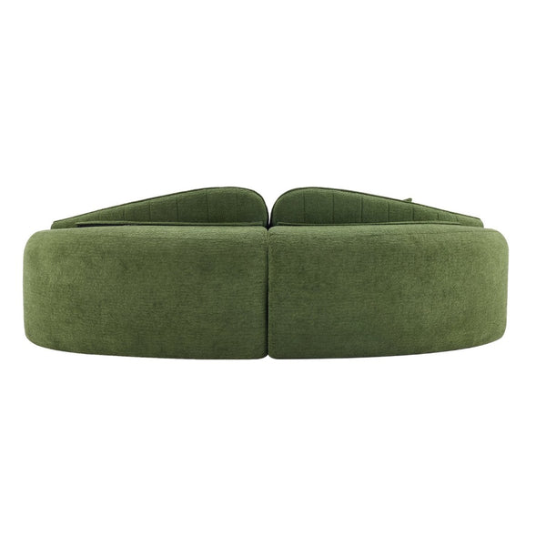 English Elm Curved Four Seat Chenille Sofa with Removable Backrest for Retro Apartment Living Green W3612S00042