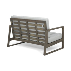 English Elm Christopher Knight Home® - BELGIAN Acacia Wood Loveseat and Coffee Table Set with Slatted Design and Water‑Resistant Cushions Grey 54 L x 31 W x 20.75 H 66742.00GLGRY
