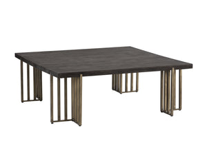 Sunpan Alto Coffee Table - Distressed Oak with Antique Brass Legs, Classic Style for Modern Living Spaces