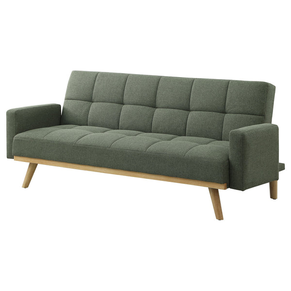 English Elm Declan Sage Green Tufted Convertible Sofa Bed with Track Arms, Modular Cozy Upholstery & Wood Frame B062P358309