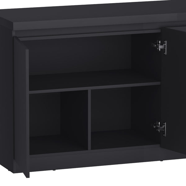 English Elm Sideboard Matte Black Four Door Storage Cabinet for Dining Room or Entryway B365P415822