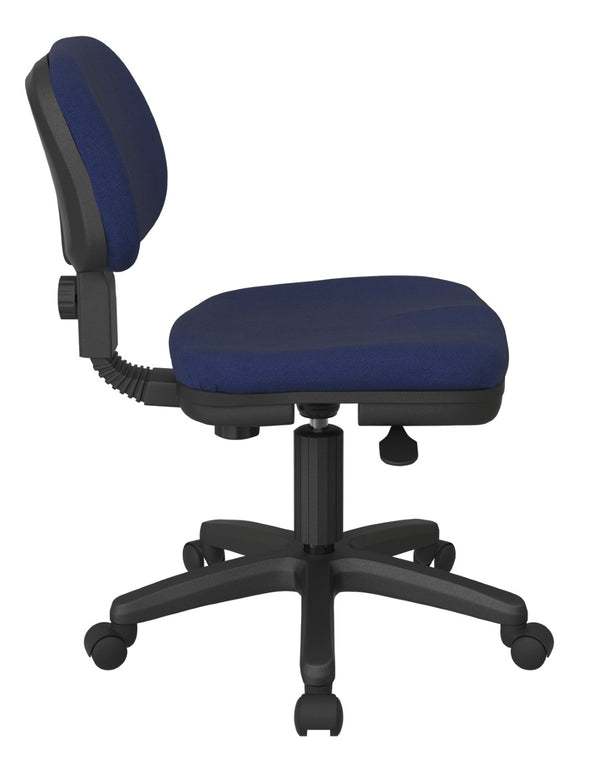 OSP Home Furnishings Basic Task Chair with Pneumatic Height Adjustment Sculpted Seat and Lumbar Support Navy SC117-225