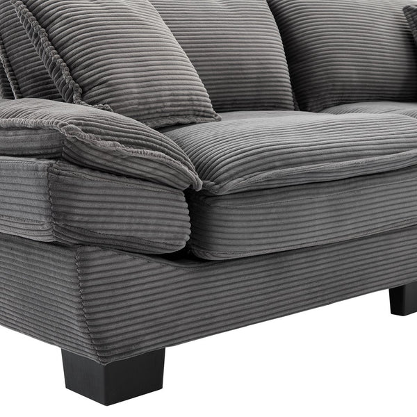 English Elm Corduroy Stylish Sleeper Sofa Loveseat with Dual-Layer Cushions & Two Support Pillows, Sturdy Frame Grey W676P184143