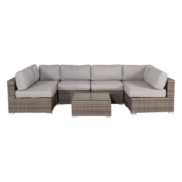 English Elm Fully Assembled Wicker Patio Sofa Set For 4 - Stylish, Weather-Resistant Outdoor Lounge Group! B120S00037