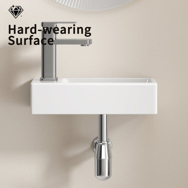 English Elm Wall-mounted Porcelain Basin Complete Faucet Set for Powder Room or Small Bathroom Milk White W3402P402911