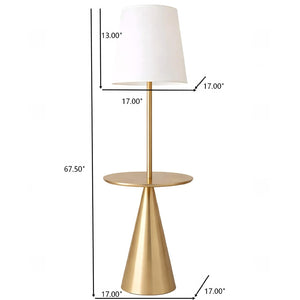 English Elm Celestial Brass Accent Table Floor Lamp with Wide White Shade for Living Rooms B183P231750