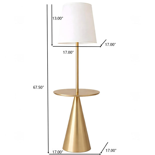 English Elm Celestial Brass Accent Table Floor Lamp with Wide White Shade for Living Rooms B183P231750