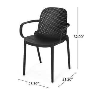 English Elm Christopher Knight Home® - GARDENIA Weather-Resistant Outdoor Dining Chair with Perforated Modern Design and Durable Polypropylene Frame Black 33.5 L x 23.5 W x 23.5 H 68521.00BLK