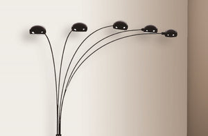 English Elm 1pc Modern Multi-Head Floor Lamp with Crystal-Encrusted Shades, Adjustable Height, Dimmer Control Black 64.96 L x 18.11 W x 3.35 H B2741P290180