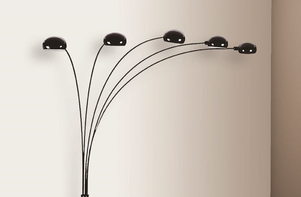 English Elm 1pc Modern Multi-Head Floor Lamp with Crystal-Encrusted Shades, Adjustable Height, Dimmer Control Black 64.96 L x 18.11 W x 3.35 H B2741P290180