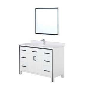 English Elm White 48 in. Bath Vanity with Cultured Marble Top, Faucet & 34" Mirror, Scratch-Resistant Wood Finish B2731S01357