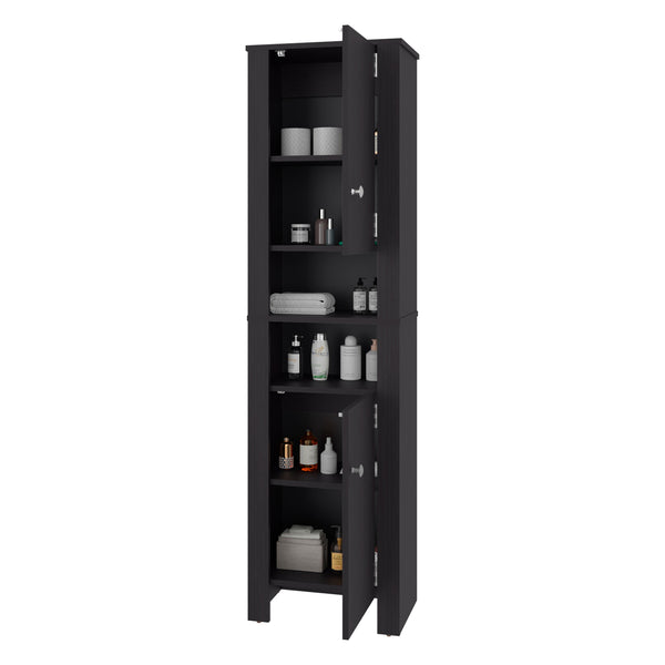 English Elm Wenge Wall-Mounted Washbasin Cabinet 63.3" High, Melamine Finish, Closed Storage for Sleek Organized Bath Space B062P389907
