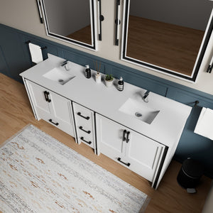 English Elm White Double Bath Vanity 84-in W x 22-in D Solid Wood Frame E0 Plywood, Soft-Close Drawers, Fully Assembled, Ample Storage B2731P260749