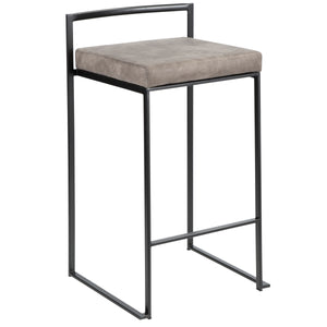 English Elm Fuji Stackable Counter Stools Set Of 2 - Stylish Black Frame & Stone Cowboy Fabric For Modern Homes B202P221921