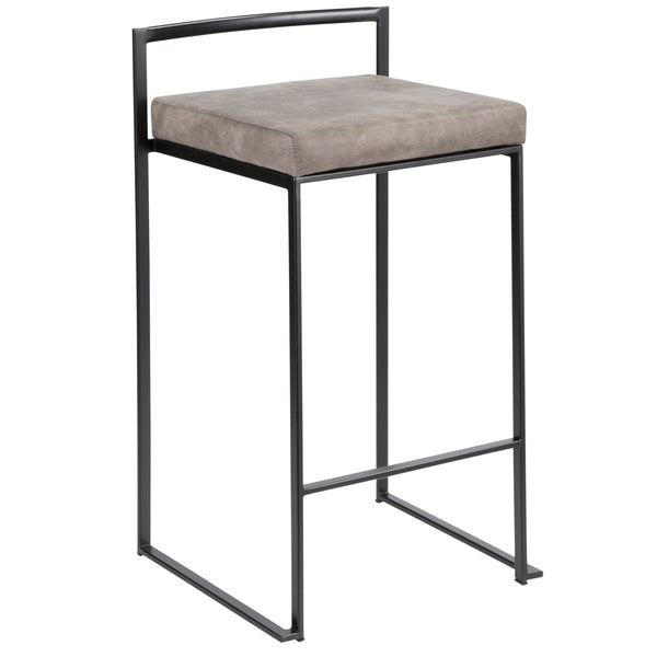 English Elm Fuji Stackable Counter Stools Set Of 2 - Stylish Black Frame & Stone Cowboy Fabric For Modern Homes B202P221921
