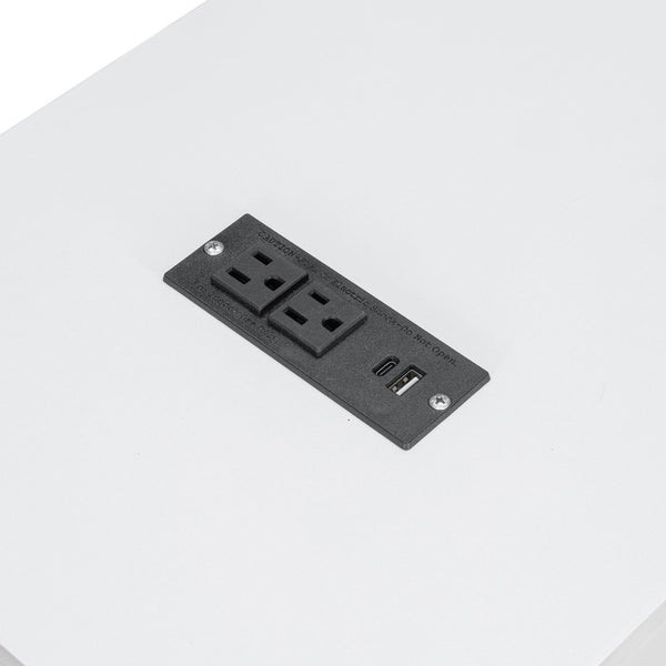 English Elm Twin-size Murphy Wall Bed with Led Lighting Usb Outlet and Decorative Printed Panel White LP000355AAK