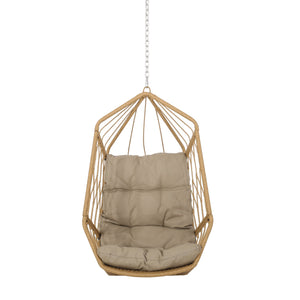 English Elm Christopher Knight Home® - TAMARA Cozy Brown Fabric Hanging Chair with 8ft Chain — Comfortable Patio Seat, Durable 32.8x25.8x15" 71694.00LTN