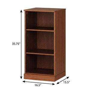 36 Inch Solid Wood Three Tier Adjustable Shelving Bookcase for Home Library or Office