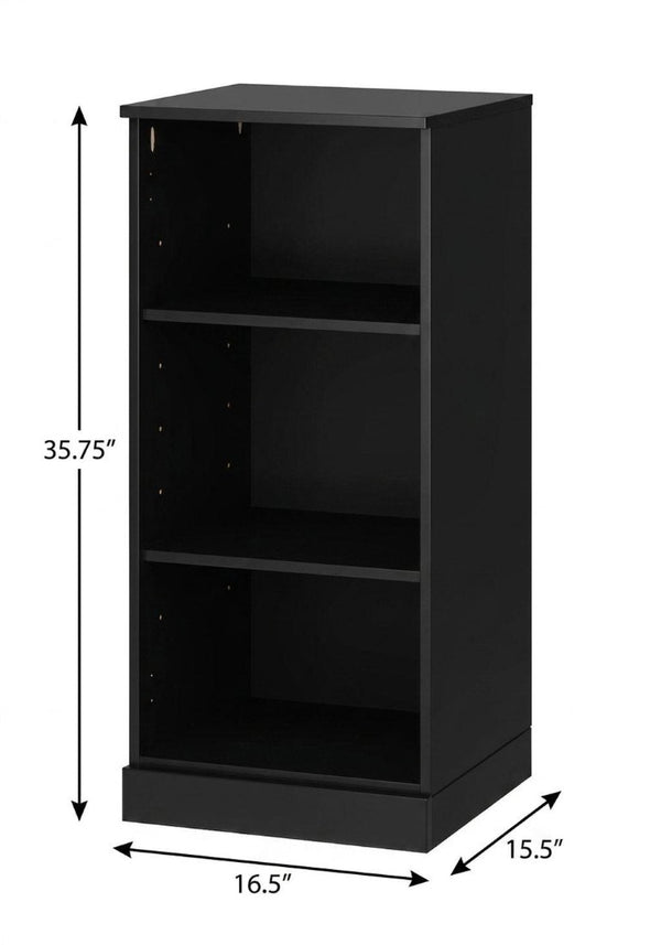 36 Inch Solid Wood Bookcase with Three Adjustable Shelves for Home Office or Library