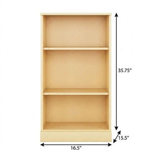 36 Inch Solid Wood Bookcase with Three Adjustable Shelves for Home Office or Library